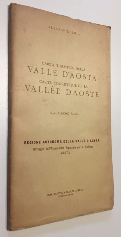 Carta turistica della Valle d'Aosta Bottega dell'Arte Alpina Courmayeur 1957