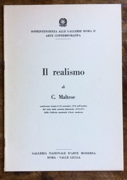 Corrado Maltese Il realismo conferenza 1974 Galleria Naz. Arte Moderna Roma