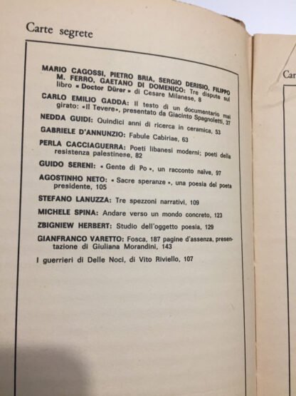 Carte Segrete anno X n°33 luglio-settembre 1976 Dürer Gadda D'Annunzio - immagine 4