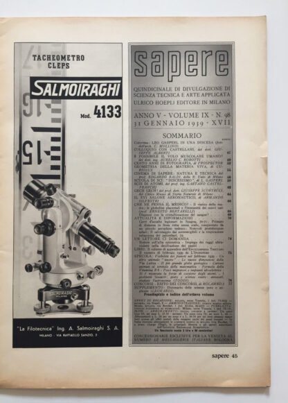 Sapere gennaio 1939 n.98 Leo Gasperl discesismo XVI salone aeronautico volo umano - immagine 3