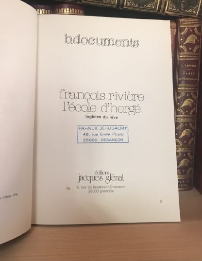 François Rivière l'école d'Hergé Logicien du rêve édition Jacques Glénat 1976 - immagine 3