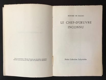 Balzac Le Chef-d'oeuvre inconnu petite collection Labyrinthe 1945 - immagine 3