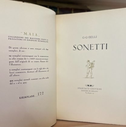 G. G. Belli Sonetti Spartaco Giovene Milano 1945 ed. numerata - immagine 3